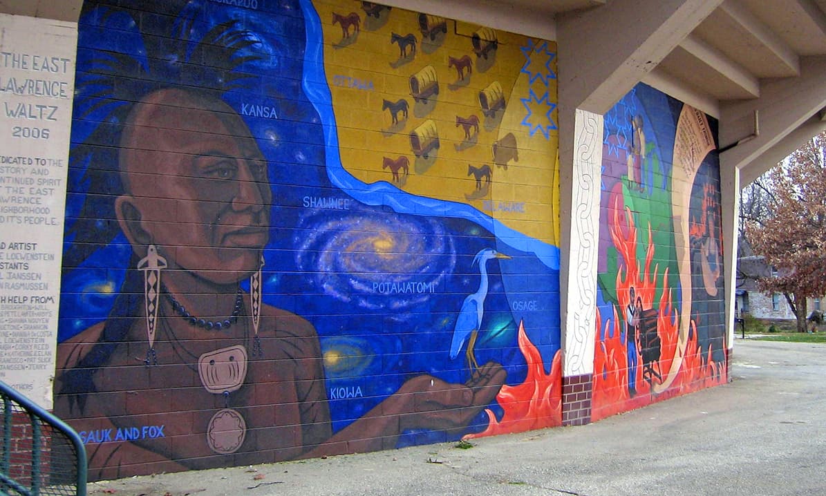 The East Lawrence Waltz heritage mural in Lawrence, Kansas